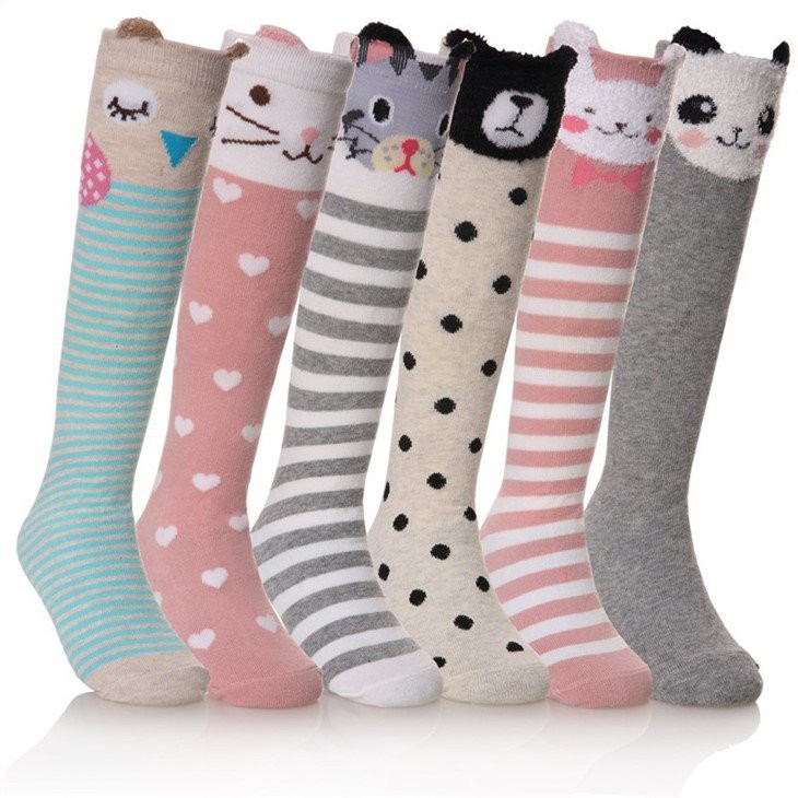 high knee girl socks with animals